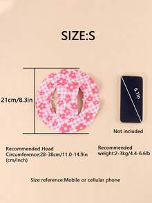 Pink Plaid Floral Windproof Sun Hat, Ear-Exposed Design, Anti-Fall, Adjustable Sun Protection, Suitable For Small Pet Dogs Year-Round Outdoor Wear - Multicolor - View 10