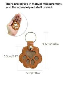1pc Leather Paw Print Pet Memorial Keychain, Cat Dog Pet Hair Memorial Pendant, Portable Hair Storage Memorial Gift - Multicolor - View 9