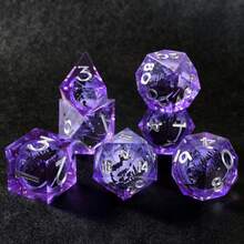 Set Dadu D&D Bystander Longan, Dadu Mata Kucing Buatan Tangan dari Resin Cair dengan Tepi Tajam, 7 buah, Cocok untuk Permainan Peran di Meja - MultiWarna - View 7