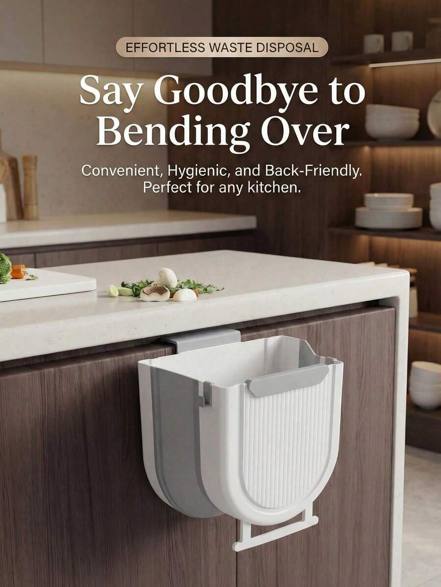 A Wall-Mounted, Cabinet-Style, No-Drill Kitchen Waste Bin For Household Sorting And Storage, Large Capacity, Foldable, Saves Space And Organizes Countertops. - White - View 1