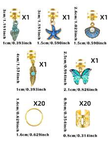 45pcs Baroque Style Ocean Elements Hair Accessories, Suitable For Summer Hairstyle Decoration, Suitable For Dance, Party, Music Festival And Other Occasions - Gold - View 9