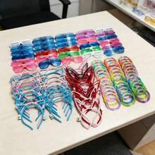 57PCS Glow Party Supplies, Light Up Toys With 24PCS Glow Glasses, 40PCS Glow Bracelets & Glow Hair Bands For Kids Adults, Wedding Birthday Concert Carnival Party Favors - 五彩冰粉54女士發光混合套裝 - 查看 9