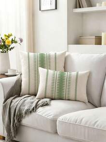 2 piezas, Fundas de cojín decorativo con diseño de línea minimalista bohemio, cierre con cremallera, lavables a máquina, fundas de cojín decorativas para todas las estaciones, decoración del hogar, fundas de cojín para sofá, adecuadas para dormitorio, sala de estar, sofá, coche, cojines de silla (sin relleno de cojín) - Verde claro - Ver 5