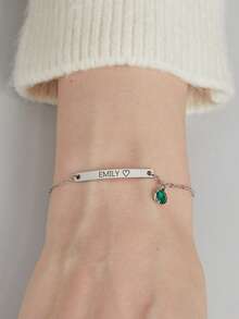 1PC Personalized Birthstone Friendship Sister Bracelet, Stainless Steel Bracelet, Women's Customized Jewelry, Bridesmaid Unique Gift, Customized Name Bracelet, Personalized Bracelet, Women's Bracelet, Thanksgiving, Back To School, Christmas, Halloween Gift, Name, Engraved Summer Bracelet - Multicolor 3 - View 6