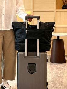 防水隨身旅行袋 購物袋 瑜伽袋 大容量可折疊收納袋 旅行 游泳 健身袋 - 黑色 - 查看 8