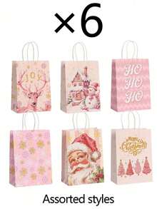 6pcs/1pc Christmas-Themed Gift Tote Bag-Suitable For Gift-Giving, Shopping, And Organizing Items; Perfect For Christmas Parties, Birthday Parties, Themed Events, Gift Exchanges, And More. - One Size Fits All - View 9