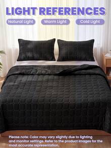 1pc Cooling Comforter, Black Honeycomb Grid Pattern Bedding, Air Conditioning Quilt, Room Decor, Breathable & Lightweight, Ultra Soft & Comfortable, Suitable For Twin/Full/Queen/King Bed, Applicable For Home And Dorm, Pillow And Pillowcase Not Included, Machine Washable - Black - View 10