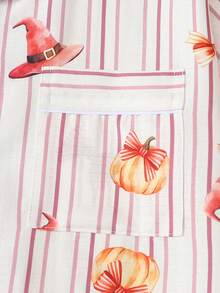 Women's Halloween Print Short Sleeve Shorts Bubble Crinkle Pajama Set - Red Violet - View 4