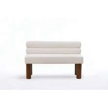 Oversized Modern Minimalist Bench, Armless Design, Wooden Frame – Ideal For Dining Room/Bedroom/Entrance Area - Beige - View 12