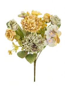 1PC Artificial Simulation Ball Chrysanthemum Rose Bouquet, With Realistic Texture, Suitable For Indoor/Outdoor Decoration, Home Decoration, Wedding Table Decoration, Proposal Window Display, Roadside Flower Decoration, And Autumn Decoration - Light Grey - View 8