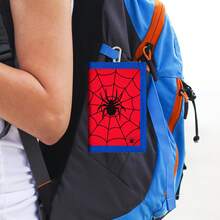1pc Tri-Fold Neck Wallet, Cool Spider Web Pattern, Anti-Loss Lanyard, Multi-Card Slots & ID Window, Daily Casual Outdoor Beach Bag - Multicolor - View 4