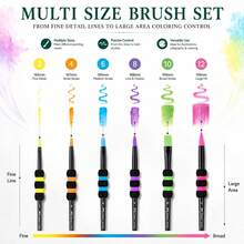 6 Pcs Watercolor Brush Pen Set,Soft Brush Tip Drawing Pens For Smooth Painting & Coloring,For Smooth Coloring, Blending & Layering, Artist Drawing Tools For Watercolor Acrylic Gouache Oil Painting Student Creators & Young Artists Supplies - Sets - View 5
