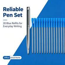 Portable Mini Pocket Metal Twist Ballpoint Pen, 20Pcs Blue & Black Ink Refills Included, Smooth Writing Stationery For School Office Daily Use - Pen With 10 Refills - View 3