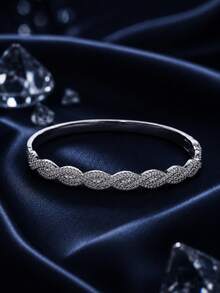 1pc Women's Bracelet, Luxury Fashion Zirconia Inlaid Super Shiny Bracelet, High-End Design Elegant Versatile Hand Accessory - S62959 - View 4