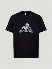 Adidas Unisex M LOGO TEE1 Short Sleeve Knit Collarless T-Shirt TLE1239 - Navy Blue - View 2