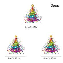 1/2/3pcs Rainbow Gradient Rolled Edge Christmas Tree Iron-On Patch, Cute Colorful Ball & Star Christmas DIY Print, Suitable For T-Shirt, Sweatshirt, Canvas Bag, Pillow - Multicolor - View 12