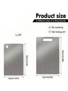 1pc/2pcs/3pcs Stainless Steel Cutting Board, Double-Sided Metal Chopping Board, Easy To Clean, Non-Stick, Space-Saving, Rust-Proof, Suitable For Fruits, Vegetables, Bread, Etc. - View 11