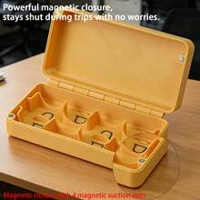 180° Full Opening Capsule Storage Box, Yellow, Travel Dust-Proof Portable Capsule Storage Box, Dual Use For Travel And Daily - Yellow - View 6