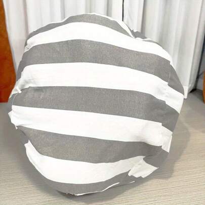 1pc Striped Canvas Round Ball Storage Bag With Handle Design 45cm/17.72in Multifunctional Storage Bag For Quilts Travel Essentials Home Organization Storage Box Creative Sofa Bag Tote