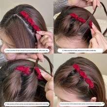 2pcs Flocked Seamless Bangs Clips, Premium Luxury Hair Clips For Forehead Braiding And Side Hair, Women - Multicolor - View 4