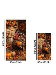 1pc Thanksgiving Turkey Door Curtain Backdrop, Give Thanks Pumpkin Maple Leaf Sunflower Print Polyester Vertical Door Banner, Suitable For Entryway, Front Porch, Farm Theme Party And Autumn Home Decor, Multiple Sizes Available - A - View 3