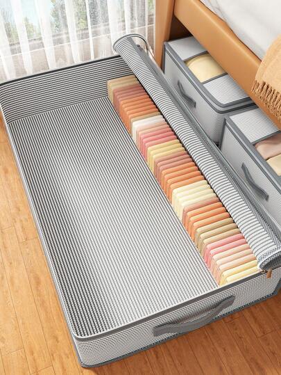 1pc Extra Wide Underbed Storage Box, Large Capacity Flat Drawer Design, Suitable For Storing Clothes, Blankets, Seasonal Clothing, Space-Saving Bed Frame Storage, Multi-Purpose Home Closet Organizer