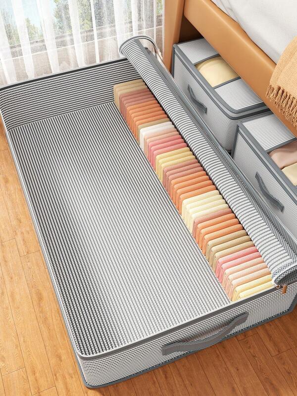 1pc Extra Wide Underbed Storage Box, Large Capacity Flat Drawer Design, Suitable For Storing Clothes, Blankets, Seasonal Clothing, Space-Saving Bed Frame Storage, Multi-Purpose Home Closet Organizer