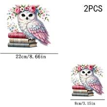 1/2/3pcs Floral Wreath Book Owl Heat Transfer Sticker, Artistic Watercolor Floral Animal DIY Print, Suitable For T-Shirt, Hoodie, Canvas Bag, Pillow - Multicolor - View 5