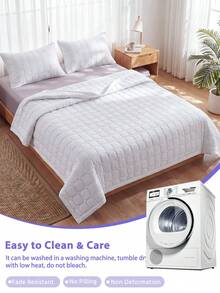 1pc Cooling Quilt, White Honeycomb Grid Bedding, Air Conditioning Blanket, Room Decor, Breathable & Lightweight, Super Soft & Comfortable, Suitable For Single/Double/Queen/King Bed, Suitable For Home And Dorm, Pillow And Pillowcase Not Included, Machine Washable - White - View 9