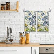 2/4/48pcs Blue & Yellow Floral Lemon Pattern Printed Kitchen Towels - Ultra Soft, Highly Absorbent Polyester Dish & Hand Towels, Perfect For Holiday Decor, Kitchen Decor, Party Decor - Multicolor - View 2