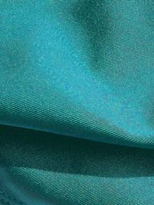 Women's Solid Color Shiny Fabric Metal Decor Spaghetti Strap Bikini Two Pieces Set Summer Vacation Beach - Green - View 3