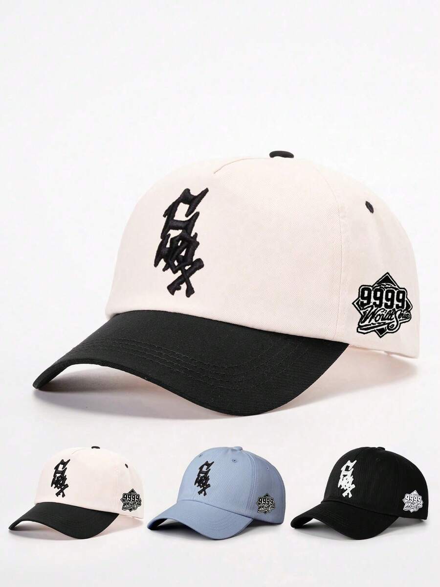 1pc Men's Letter Embroidered Baseball Cap, Adjustable Sun Protection Casual 5-Panel Hat For Outdoor Sports, Spring/Autumn Travel, Beach And Party - Multicolor - View 1
