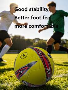 1PC, Size 5 Soccer Ball, Beautiful Colors And Exquisite Pattern Design, Suitable For Individual Training And Team Matches, Basic Style, PVC Material, Machine-Stitched, Soft And Comfortable Feel, Indoor And Outdoor Use - Yellow - View 4