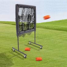 3-Height Adjustable Baseball Pitching Net, 9-Target Polyester Training Net With Lockable Swivel Casters For Backyard Softball Training - Black - View 1