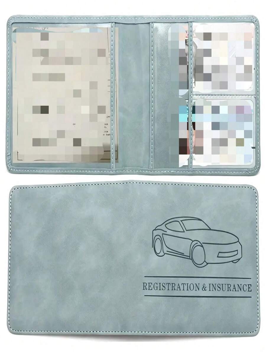 1 pieza Organizador de almacenamiento de archivos premium para automóvil - Portadocumentos de cuero PU con compartimento elegante para licencia de conducir, conveniente para uso en movimiento