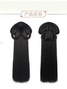 Ancient Style Hanfu Wig With Integrated Full Set Hair Accessories, Warring States Period Costume, Wei Style Wig Bun Hairpiece With Hair Padding - Multicolor - View 10