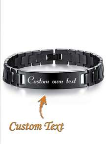 Personalized Stainless Steel Engraved Bracelet, Customized Men's Bracelet, Customized Engraved Bracelet, Men's Bracelet. Customized Chain Bracelet Gift - Multicolor - View 2