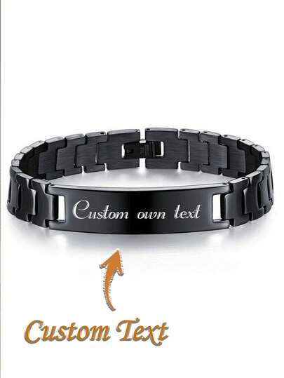 Personalized Stainless Steel Engraved Bracelet, Customized Men's Bracelet, Customized Engraved Bracelet, Men's Bracelet. Customized Chain Bracelet Gift