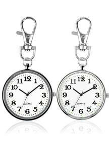 Quartz Pocket Watch Keychain, Car Accessories,Arabic Numeral Dial Carabiner Fob Watch, Unisex Portable Hanging Clock For Nurse Student Worker - Multicolor - View 8