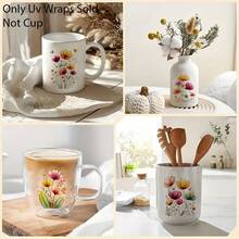 4pcs/Set Watercolor Meadow Boho Flowers Theme Pattern UV Transfer - For Crafts, Mugs, Laptops & Water Bottles, Self-Adhesive Plastic, Mug Decoration, Laptop, Holiday Decorations, Festive Designs, Highquality Prints, Durable - Multicolor - View 10