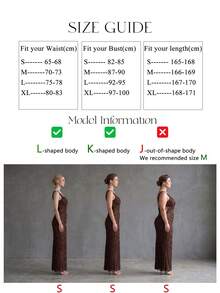 UNITHORSE Women's Square Neck Backless Cinched Waist Floral Beaded Elegant Evening Dress - Coffee Brown - View 8