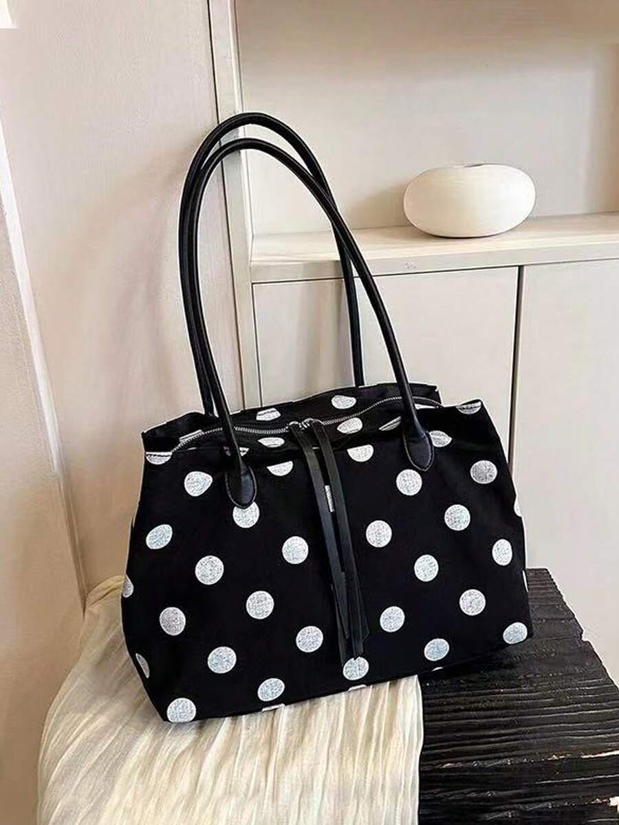 3-Compartment Linen Canvas Tote Bag, Large Capacity Commuter Handbag, 2026 New Bucket Bag - Black - View 1