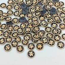 20pcs/1.5cm Fashion Personalized Minimalist Round Plastic Bohemian Style Buttons Gold Star 2-Hole Buttons European And American Style Vintage High-End Retro Gold Black Buttons Handmade Sewing High-Quality Buttons DIY Decoration For Clothes Bags Hats Coats Sweaters Pants Shirts - 20pcs/1.5cm Black and Gold Star Pattern Buttons - View 6