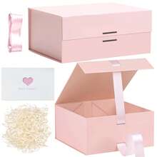 9.5" X 7.1" X 4.3" 禮品盒，附磁吸蓋卡片與碎紙填充物，適用於聖誕節、情人節、母親節、婚禮、新娘派對、畢業、生日、新年、伴娘禮物及其他場合 - 查看 9