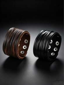2pcs Striped Woven Texture Bracelets, Suitable For Men And Women Daily Wear, Fashionable, Exquisite Textured Gift For Friends - Black - View 7
