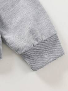 American Style Hooded Zip-Up Sweatshirt Jacket + Casual Long Pants 2-Piece Set, Suitable For Spring, Autumn And Winter, For Teenagers And Young Girls - Grey - View 5