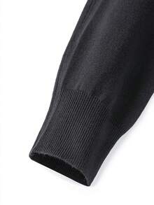 Camvyn Men's Spring/Autumn Casual Fashion Versatile Fine Knit Long Sleeve Jacket - Black - View 6