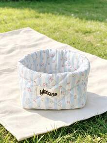 Cute Foam Quilted Desktop Items Storage Bucket Bow&Heart Print Makeup Basket Folding Floral Print Cosmetics Bag Household Sundries Storage Basket - Multicolor - View 12