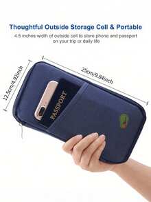 1 pièce Porte-passeport de voyage premium - Avec fermeture éclair, fentes pour carte d'identité et carte de crédit, poche pour téléphone - Sac de rangement à carreaux noir et blanc, organisateur pliable en silicone portable | Rangement de documents sécurisé essentiel pour les vacances | Design à la mode, utilisation toute saison, porte-passeport indispensable pour les voyages en famille - Multicolore - Voir 4