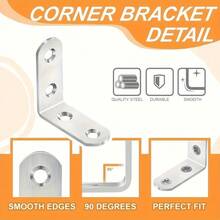 30pcs L-Shaped Right Angle Corner Brackets, Triangular Support Fixing Brackets For Cabinet Shelves, Furniture Tables, Chairs, Storage Racks, Wood Board Splicing Connectors, Furniture Board Right Angle Installation Accessories, Shelf Load-Bearing Fixing Connectors - Silvery - View 7